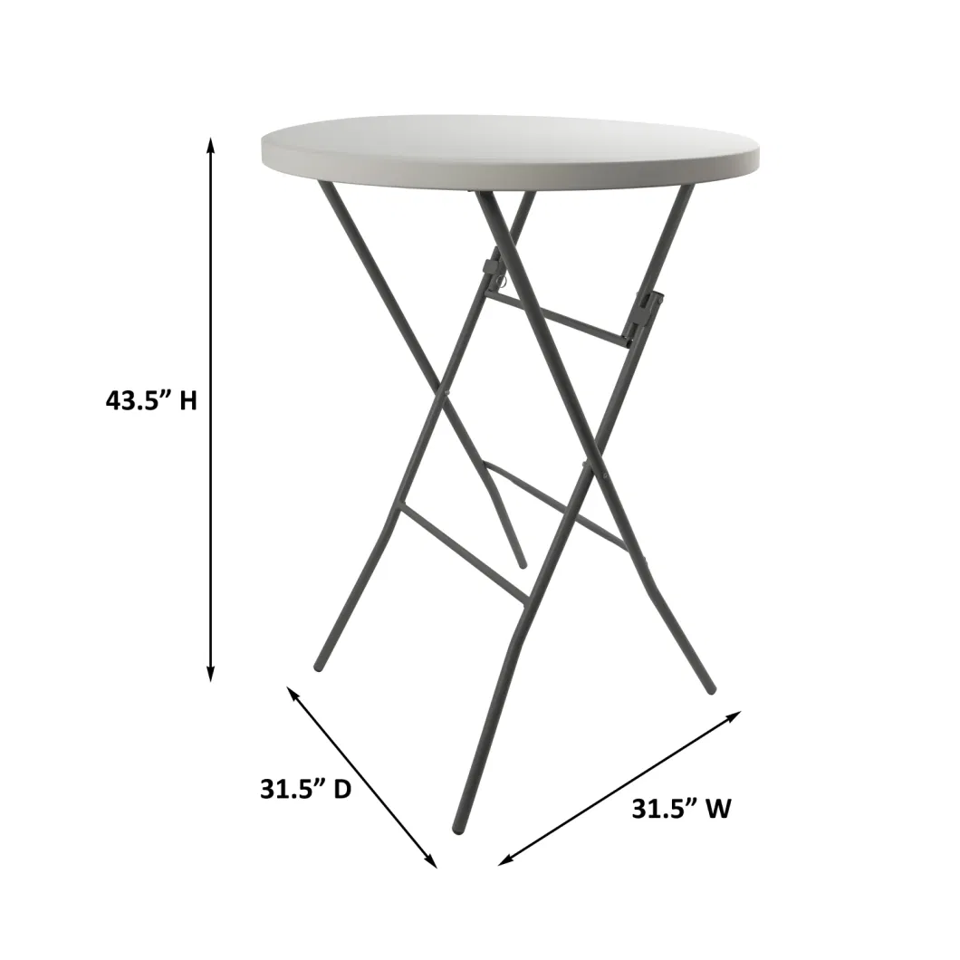 Competitive Price Dia 32 Inch 80*110 Cm HDPE Plastic Round Foldable Cocktail Tall Table for Events