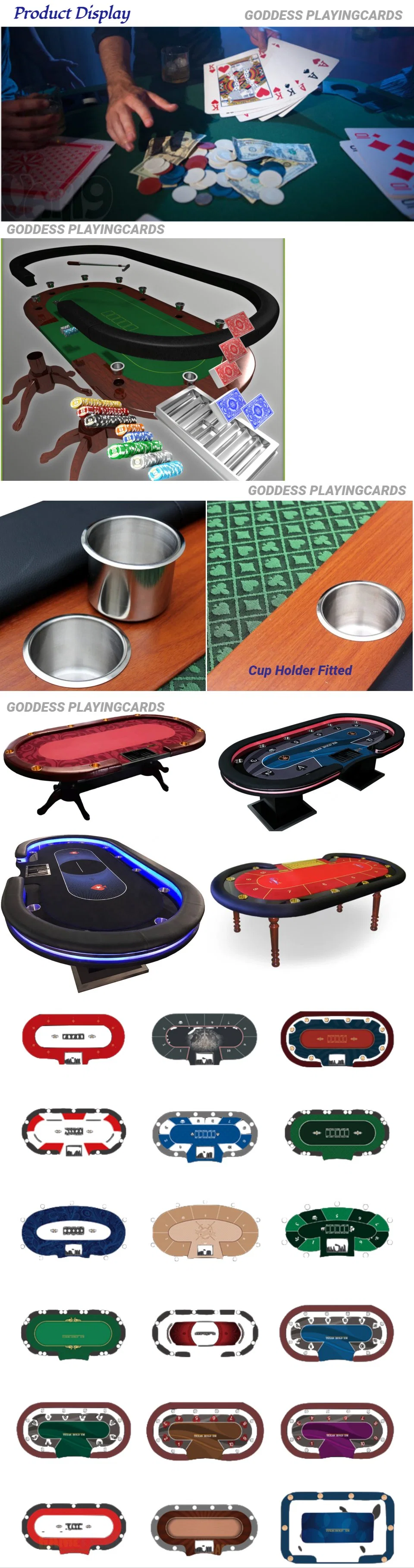 Folding Texas Hold &prime;em Poker Table with Leather Cushioned Rail 10 Player Gambling Tables