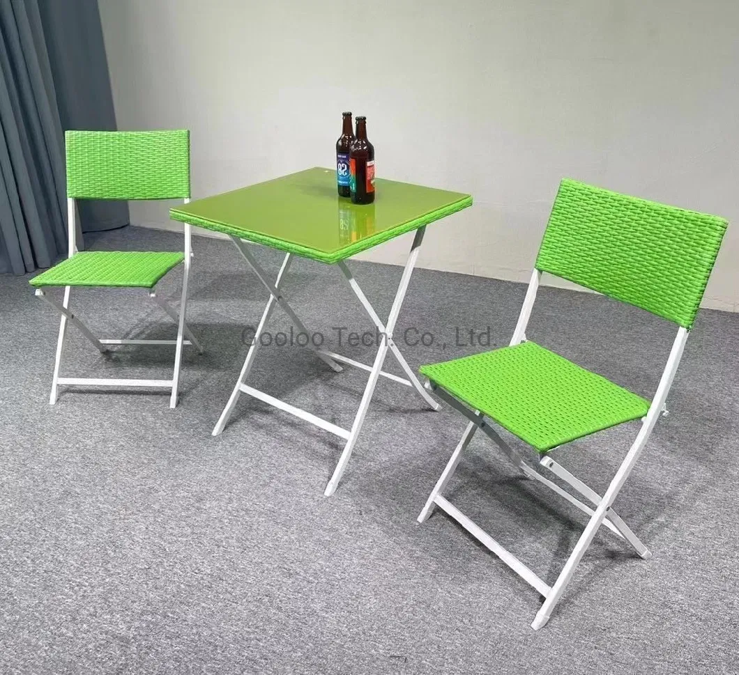 PE Rattan All Weather Garden Furniture Set Folding Chair and Table