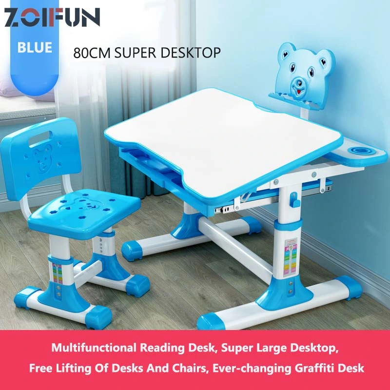 Newest Kids Study Table Chair Height Adjustable Children Folding Assemble Study Table and Chair