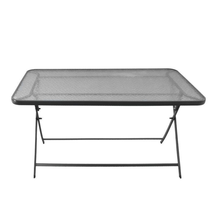 Patio Steel Rectangular Outdoor Dining Table Glass Top Outdoor Folding Table
