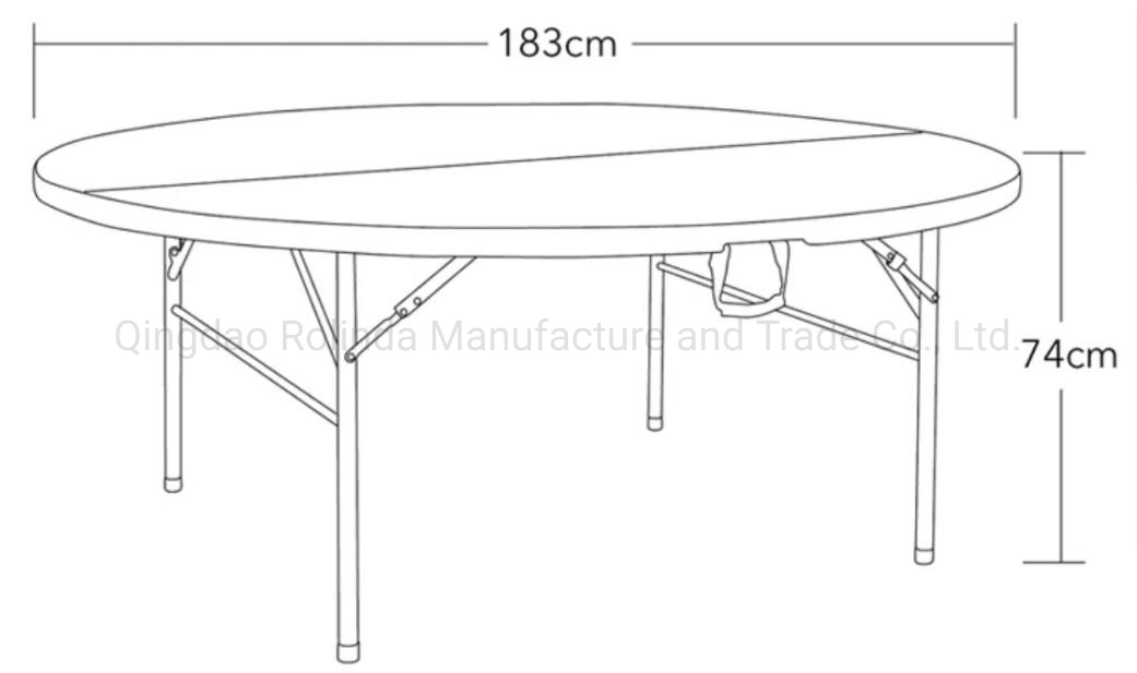 6FT 10 People Round Plastic Folding Dining Table