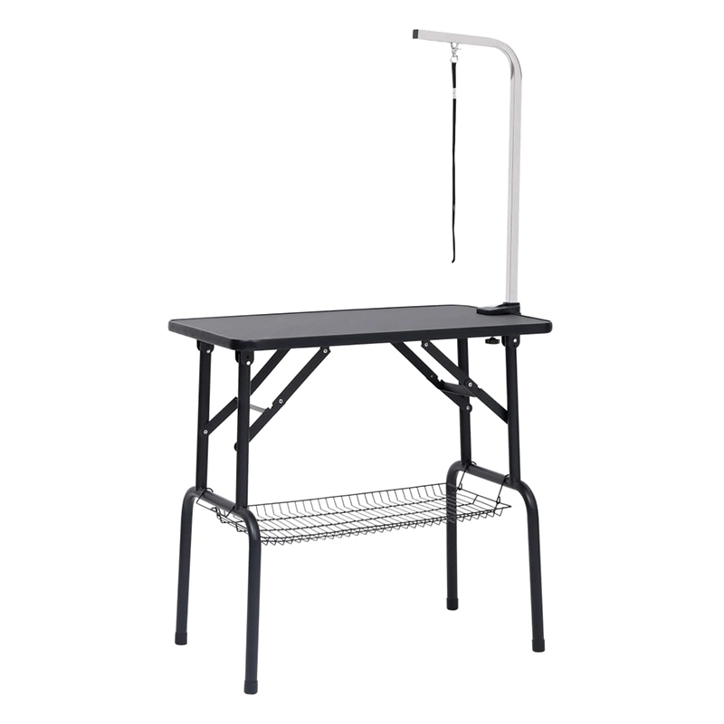 Manufacture Professional Factory High Quality Black Foldable Grooming Table with Basket