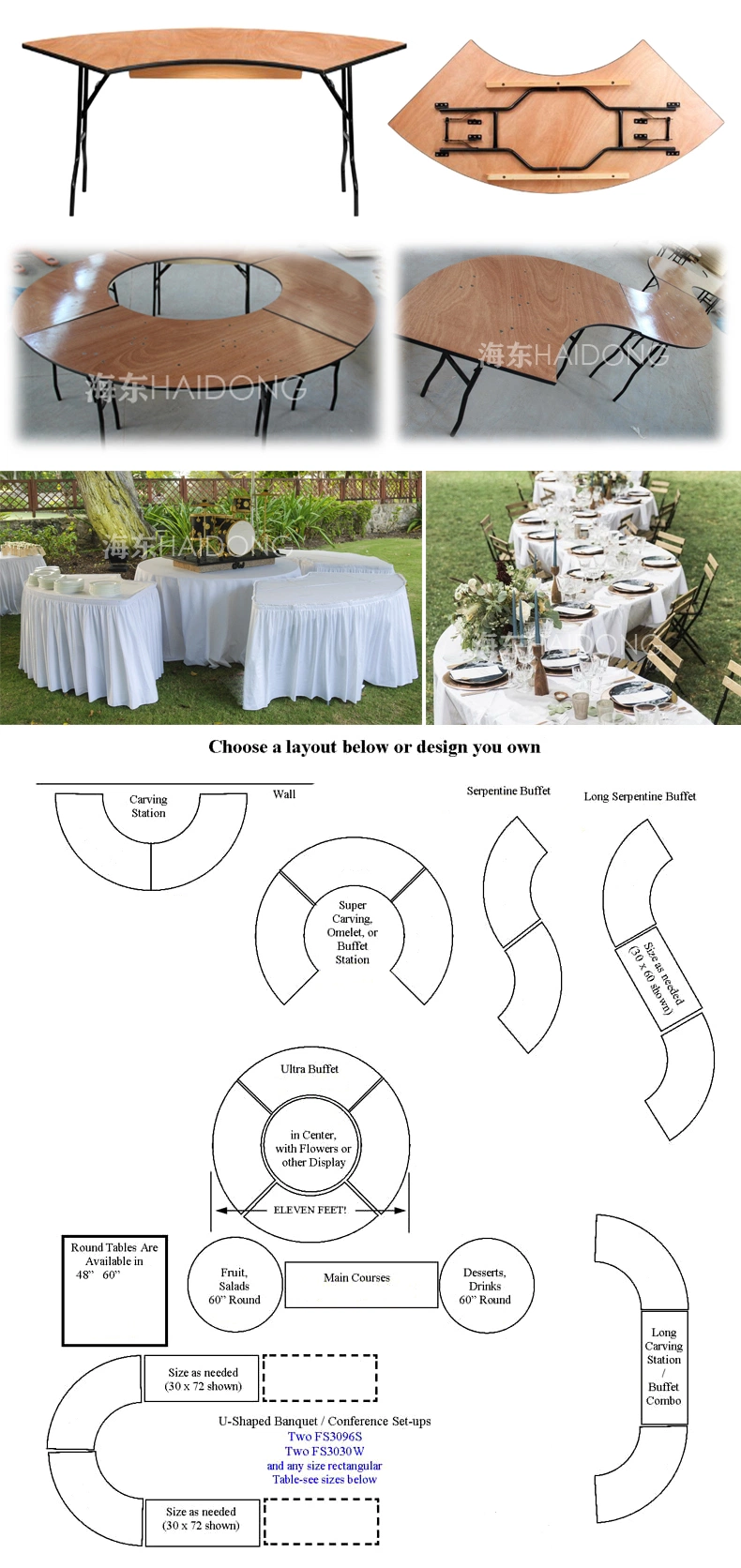 Outdoor 6FT Rectangular Plywood Folding Banquet Wedding Dining Tables