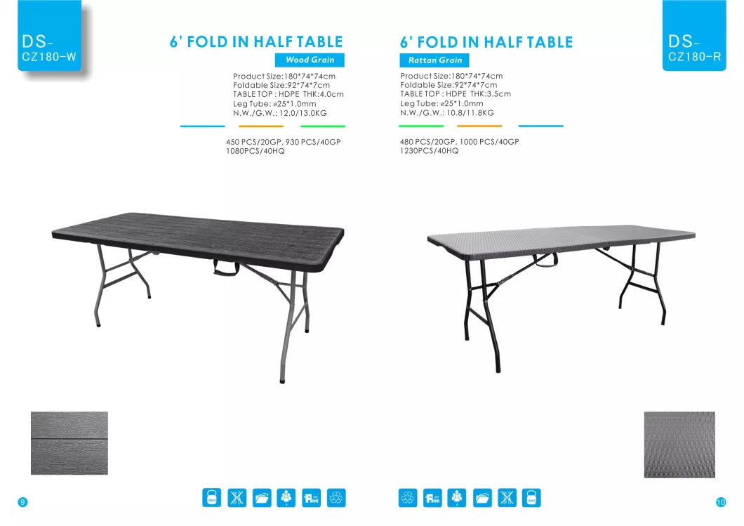 Outdoor Plastic Countertops Identify The 5-Foot Kitchen Dining Table Folding Table for Banquets, Parties, Picnics, Barbeques, and Camping
