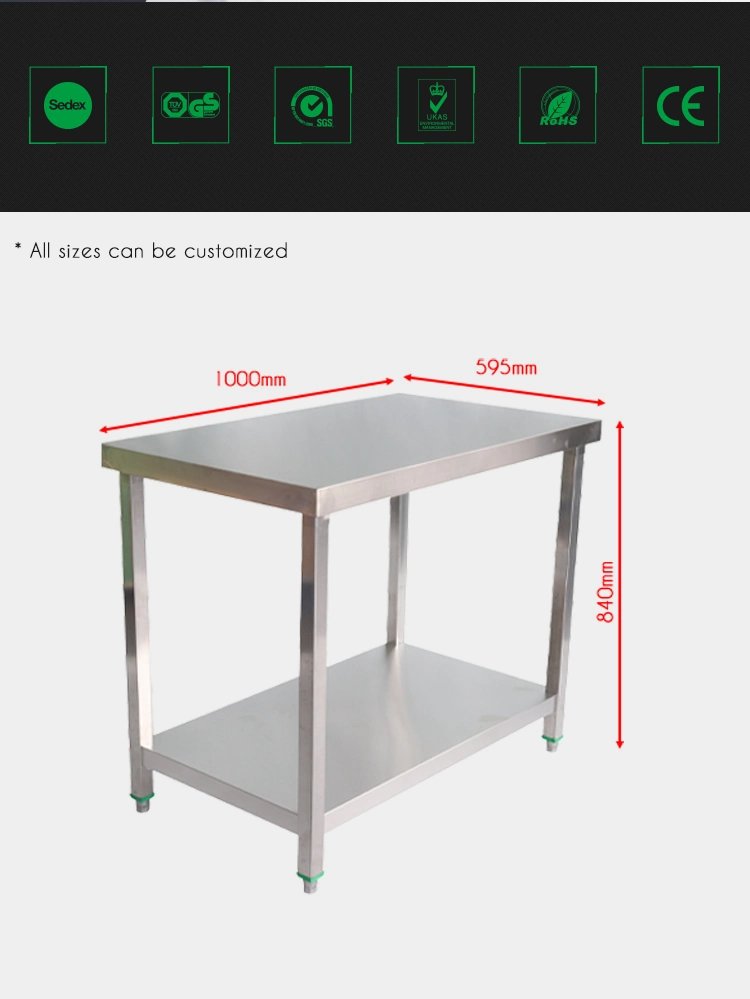 Food Grade 304 Stainless Folding Steel Ss Table for Restaurant Work