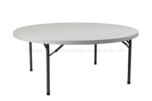 Plastic Folding Table Round Used for Banquet Outdoor Wedding Folding Tables 6 FT Table Chairs