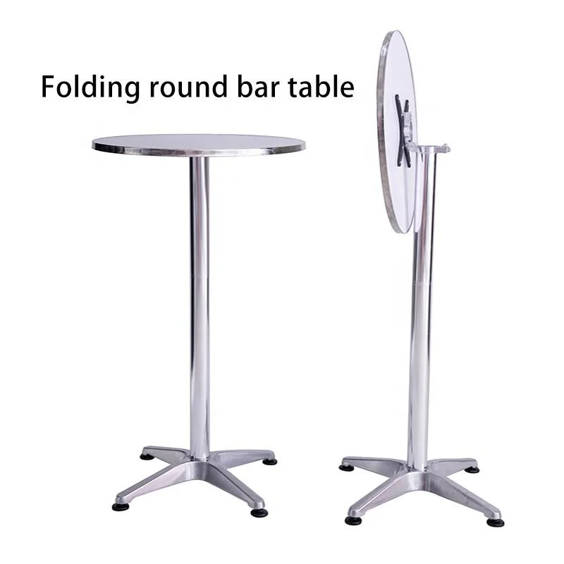 Aluminum Silver Color Garden Balcony Coffee Bar Table with Foldable Top