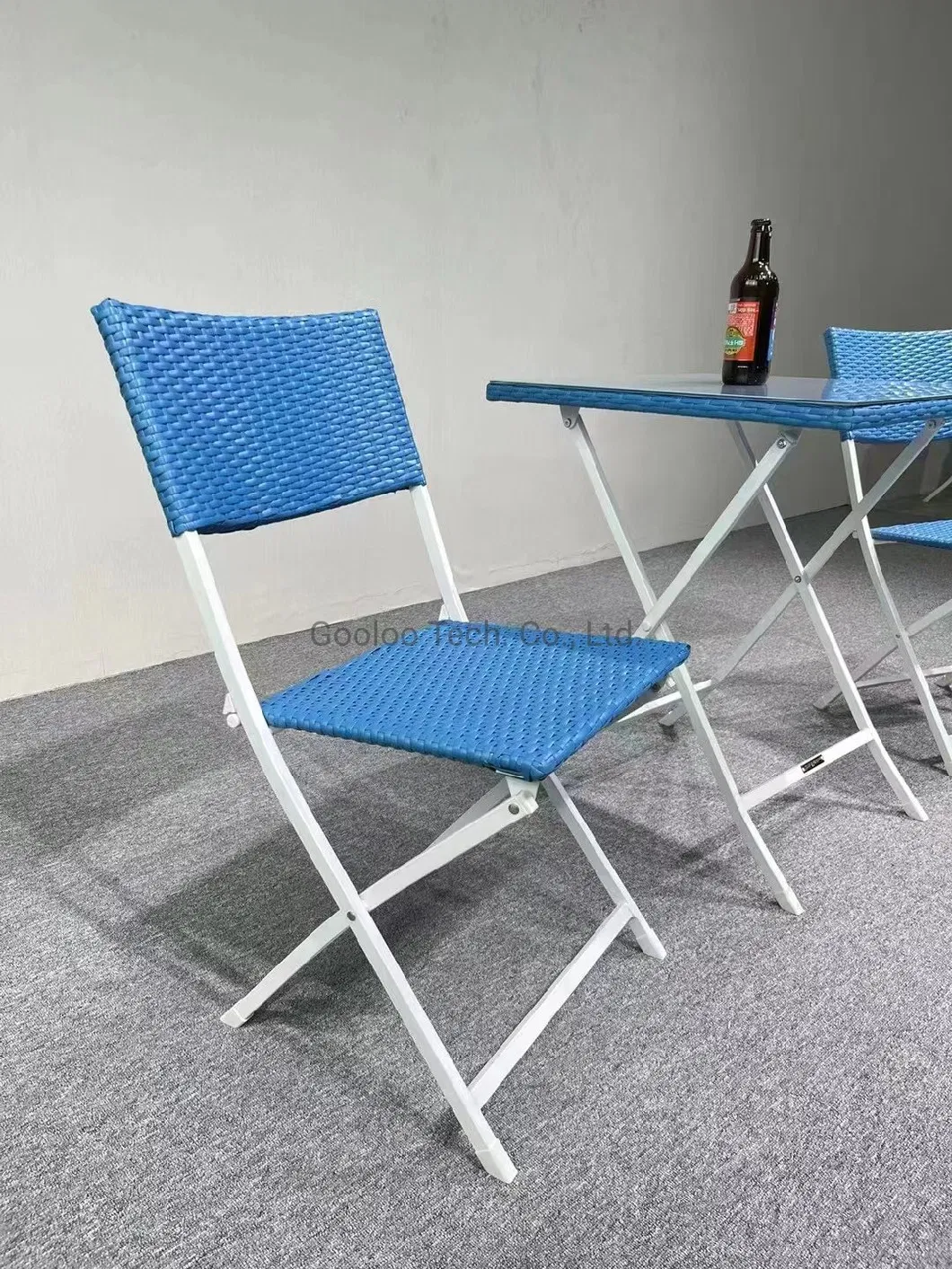 PE Rattan All Weather Garden Furniture Set Folding Chair and Table