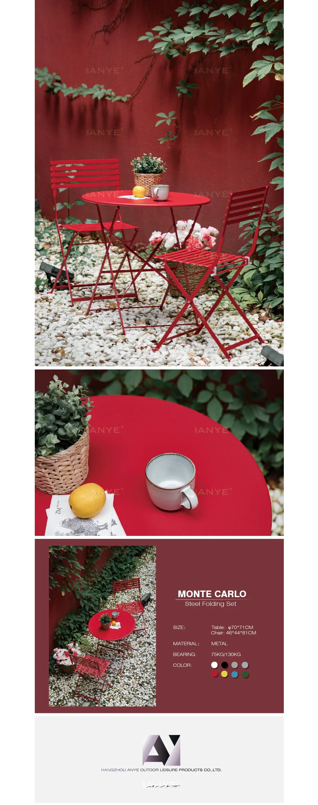 Nordic Metal Furniture Concise Style Round Folding Table and Outdoor Chairs