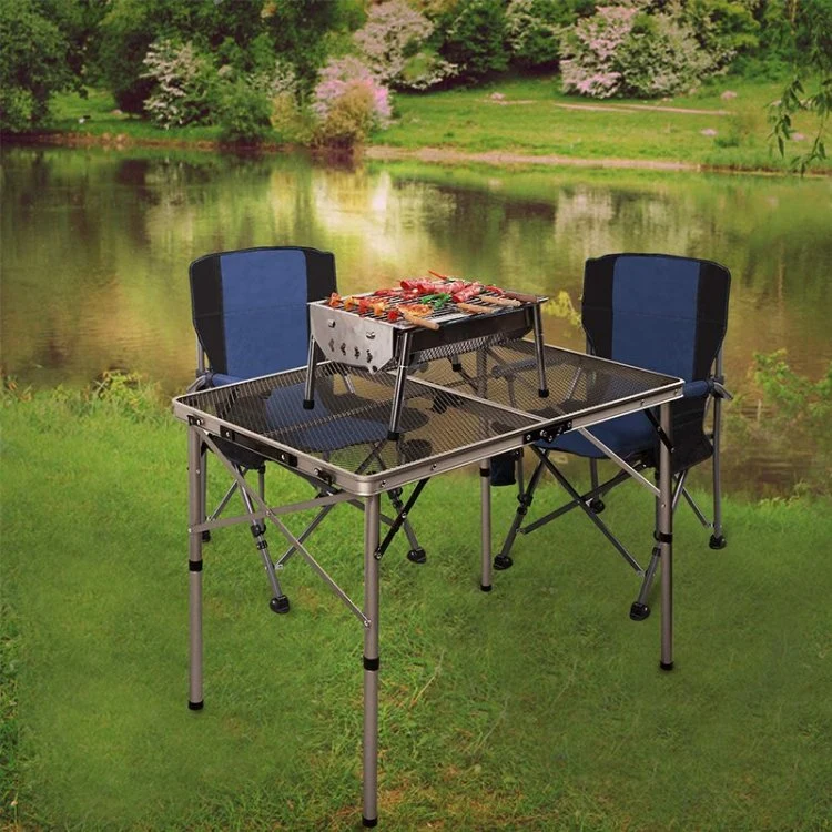 Folding Portable Grill Table for Camping, Lightweight Aluminum Metal Grill Stand Table for Outside Cooking Outdoor