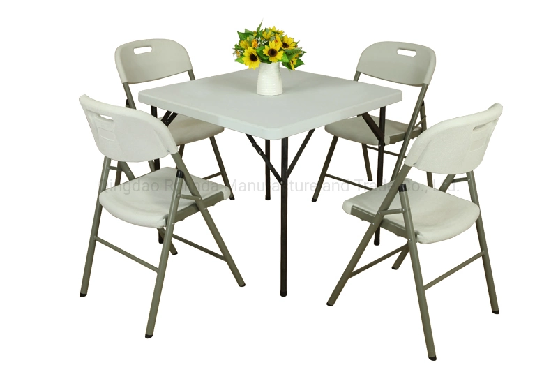 Plastic Folding Table Round Used for Banquet Outdoor Wedding Folding Tables 6 FT Table Chairs