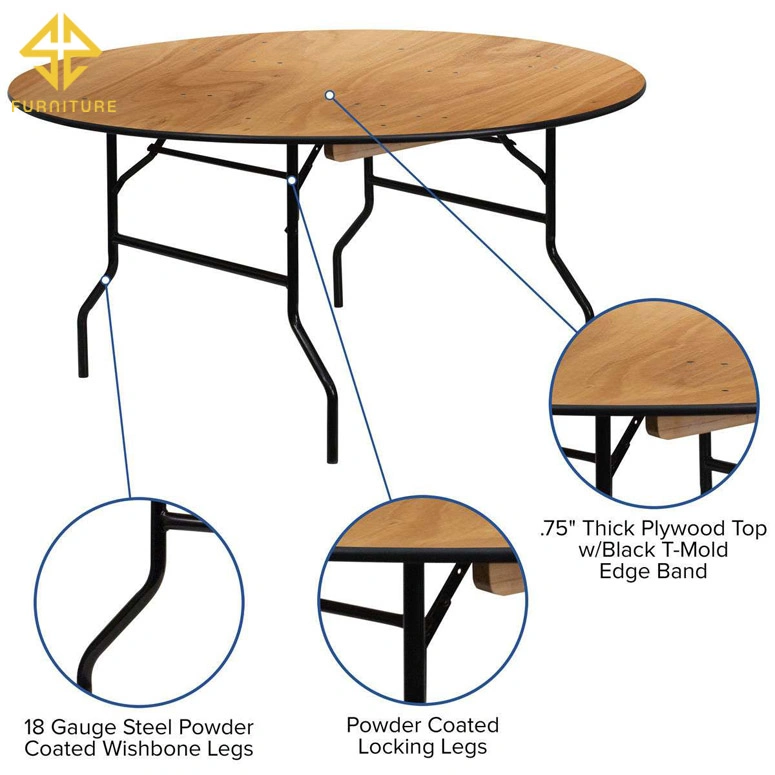 Fohsan Wholesale Round Plywood Folding Banquet Event Tables