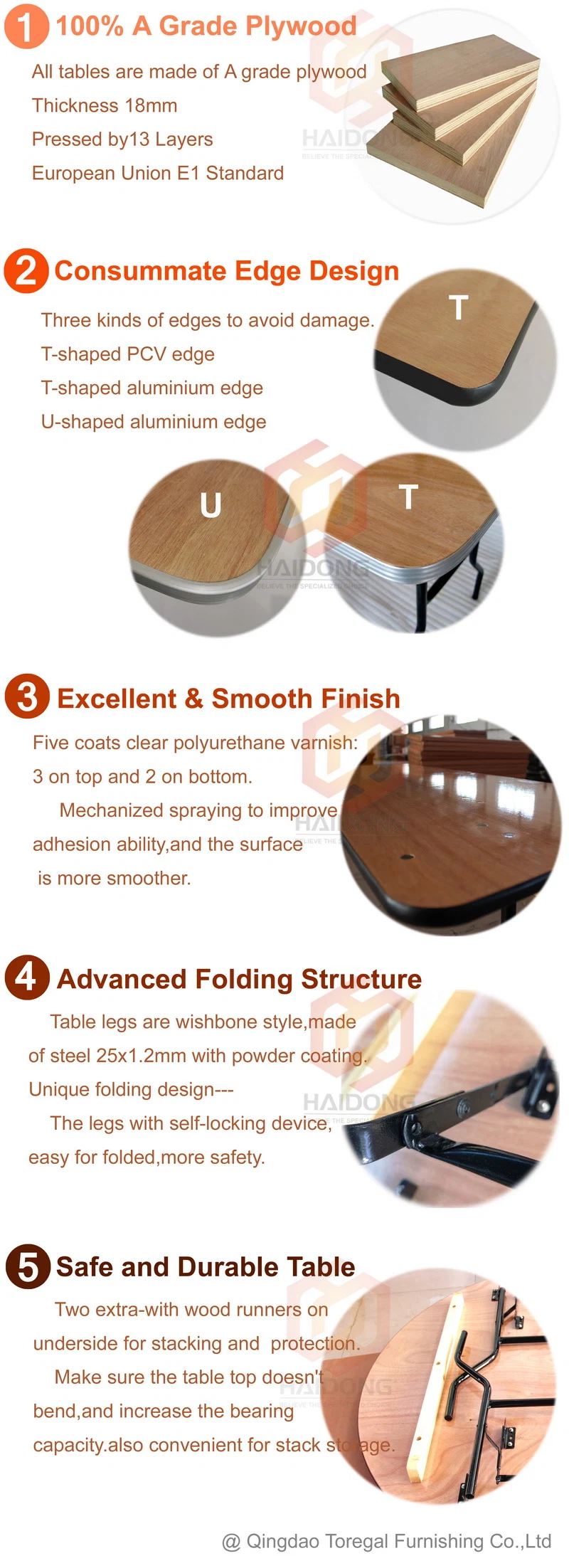 Wholesale Foldable Ply Wood Folding Banquet Dining Tables