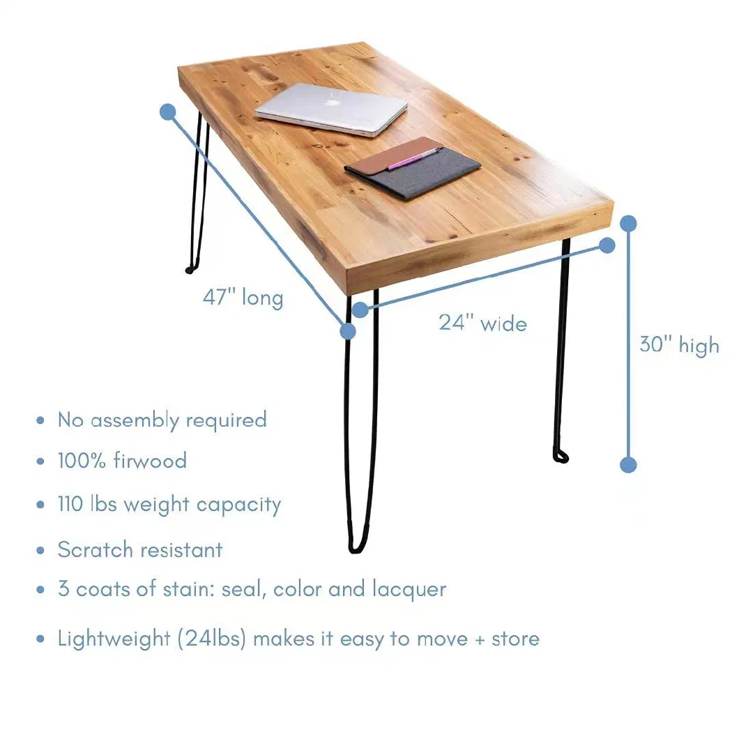 Factory Wholesale Office Furniture Lightweight Portable Folding Office Desk Wooden Table with Metal Legs