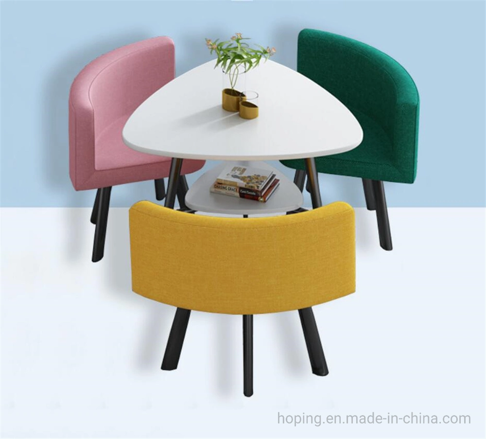 China Factory Indoor Conservatories Space Saving Metal Pedestal Home Small Apartment Light Simple Folding Reception Round Dining Chair Table Combination