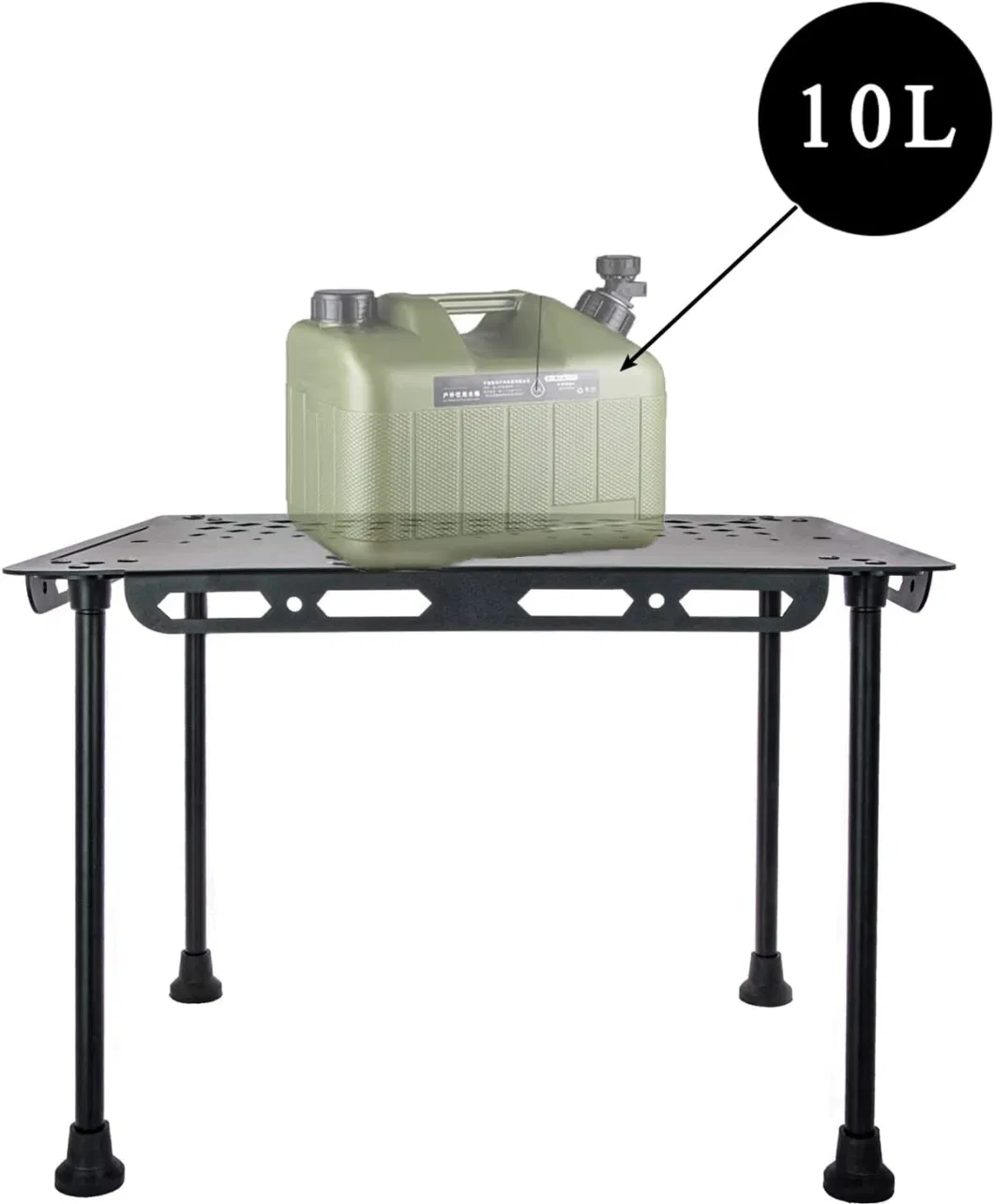 Black Adjustable Height Portable Ultra Light Folding Camping Barbecue Table with Holes