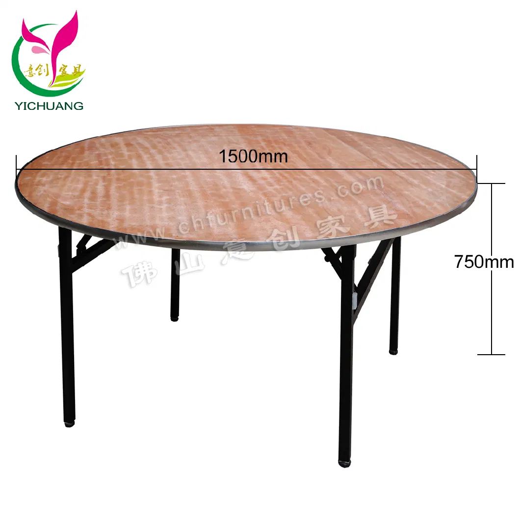 Yc-T40 Folding Hotel Banquet Round Lacquer Plywood Table with Aluminum Edge