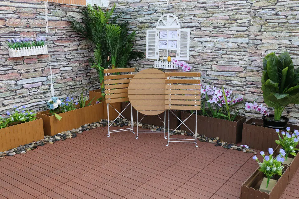 Outdoor Aluminum Chair Plastic Table and Chair Set for Restaurant Plastic Wooden Fold Three-Piece Set