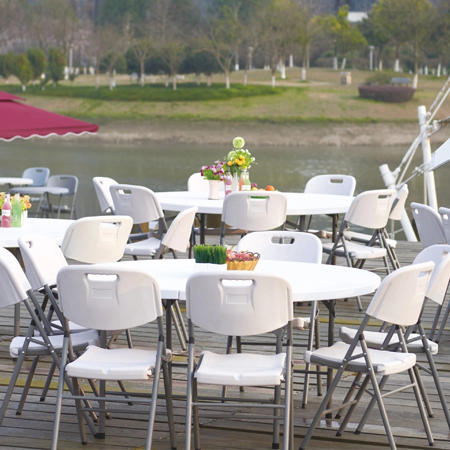 Wedding Banquet One Piece Top 60 Inch White Plastic Round Folding Tables for Events Party