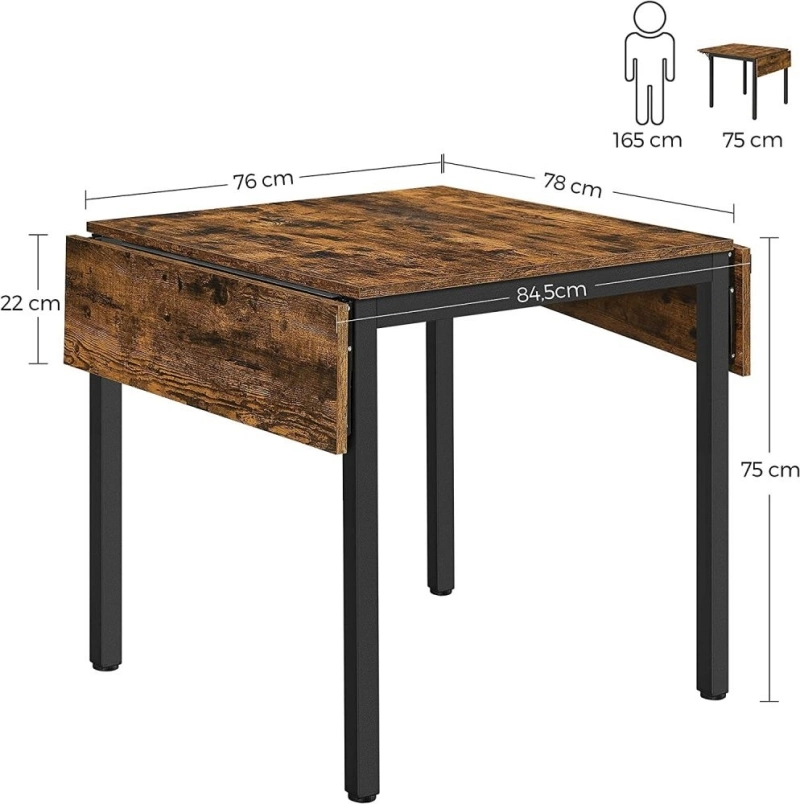 Retro Brown Black Foldable Dining Table 0694