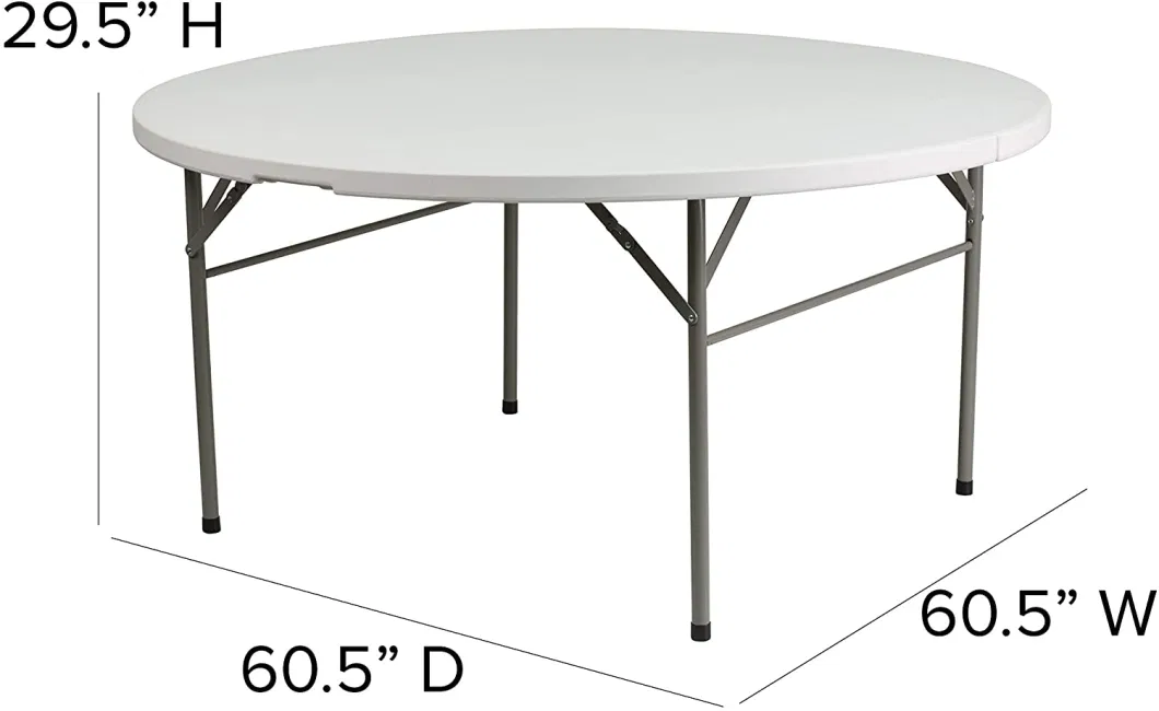 Wedding Banuqet 60 Inch Fold in Half Top 5FT White Round Folding Tables