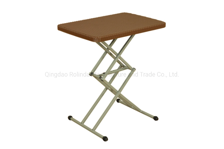 Wholesale 4 Levels Height Adjustable Fold up Portable Plastic Folding Coffee Tea Table Portable Foldable Outdoor PVC Small Adjustable Folding Table