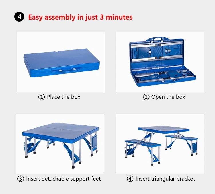 Foldable Camping Table with Chairs Outdoor Picnic