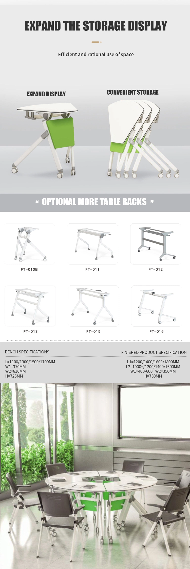 School Furniture Simple Folding Table Sector Desk Movable Table