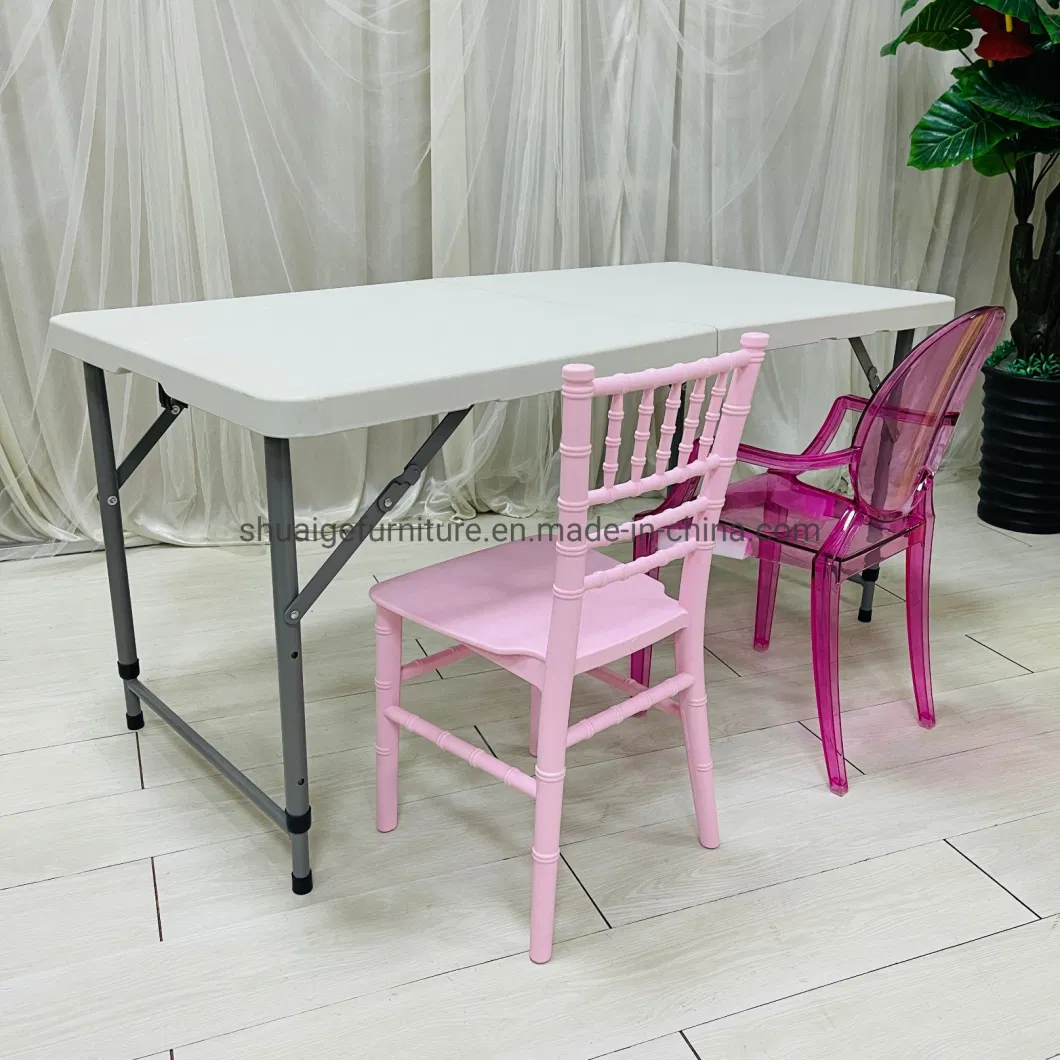 Cheap Hotel Baby Shower Children Party Furniture Square White Plastic Metal Legs Folding Kids Table