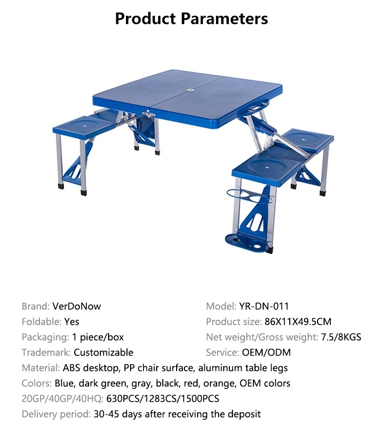 Foldable Camping Table with Chairs Outdoor Picnic