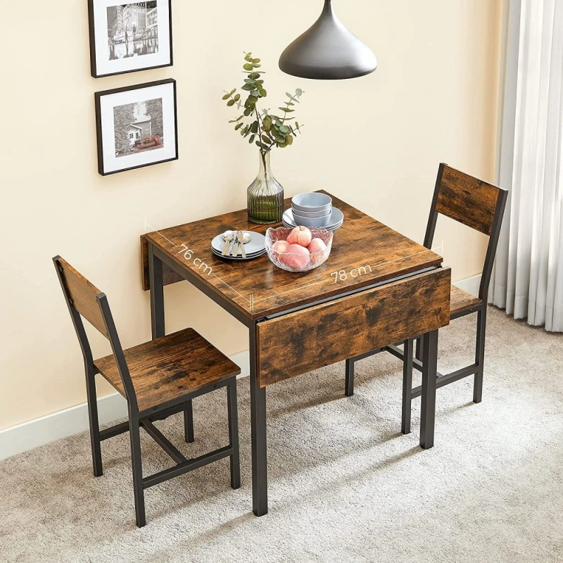 Retro Brown Black Foldable Dining Table 0694