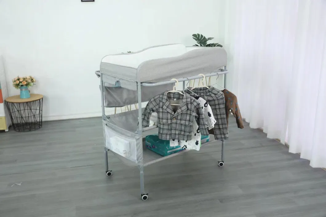 Foldable Baby Nursing Diaper Table Folding Portable Changing Station Table with Wheels