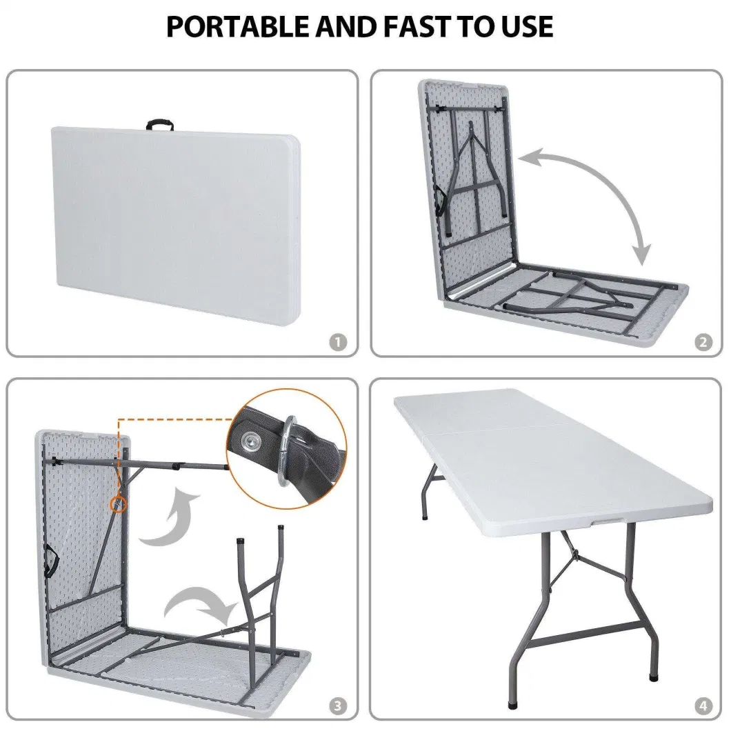 Wholesale Price 8 Foot Sturdy Portable Long Plastic Folding Laptop Table for Party