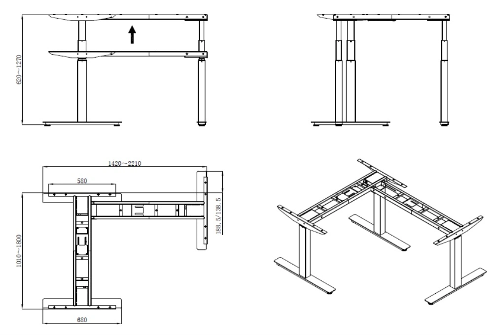 Uplift Hdr-Ud5 Electric Stand Table Adjustable Computer Desk Foldable Laptop Desk Workstation