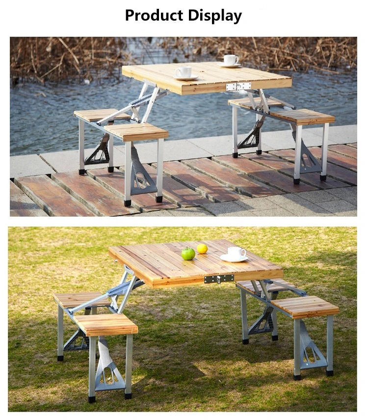 Outdoor Square Folding Wood Table and Chair Set