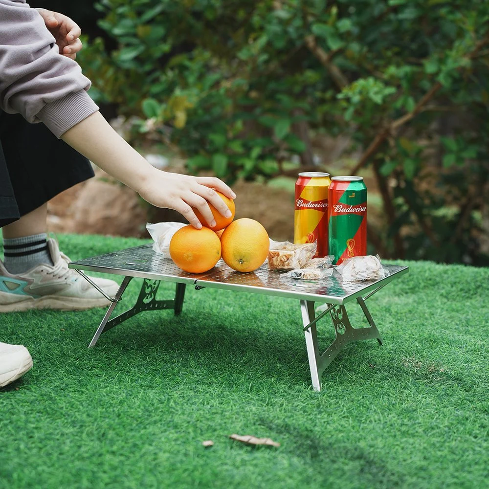 Outdoor Camping Mini Rectangular Folding Table White Stainless Steel Folding in Half Table