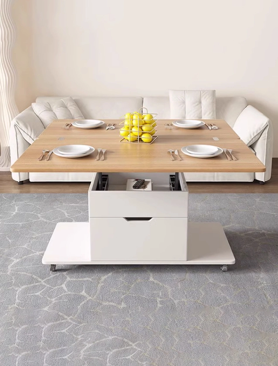 Modern Living Room Furniture Multifunctional Square Extendable Center Table Wooden Folding Coffee Table
