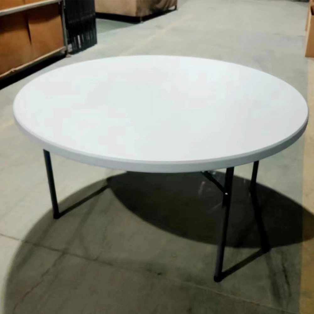 Wholesale 72 Inch 6FT Event Banquet HDPE White Plastic Round Folding Tables for Weddings