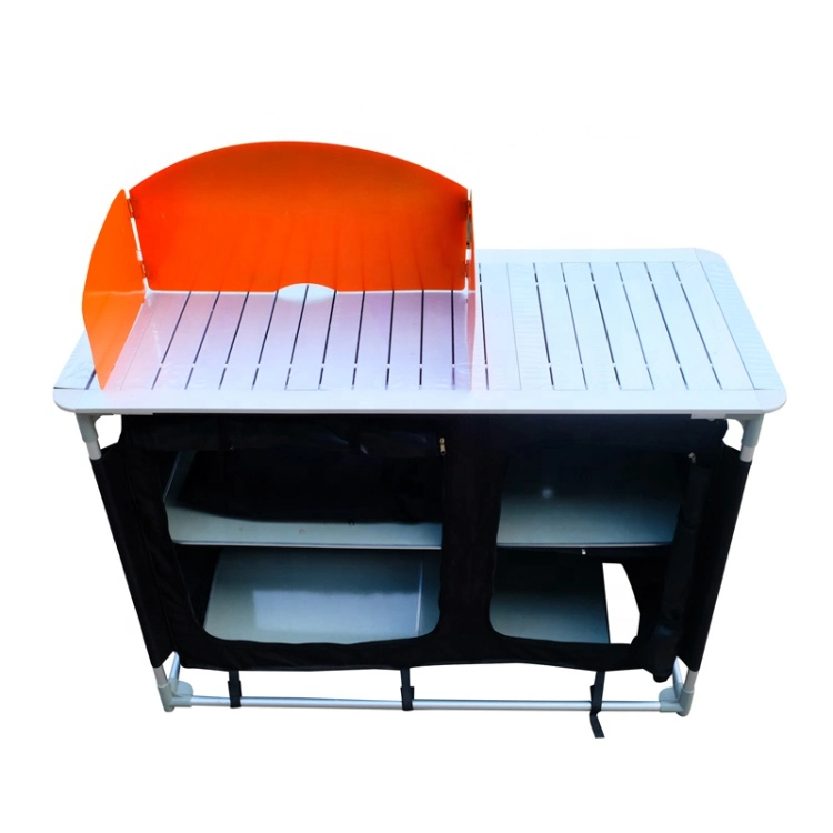 Outdoor Camping Cupboard Table Kitchen Cabinet Picnic Cooking Cupboard with Storage Box Folding Aluminum Kitchen Cabinet