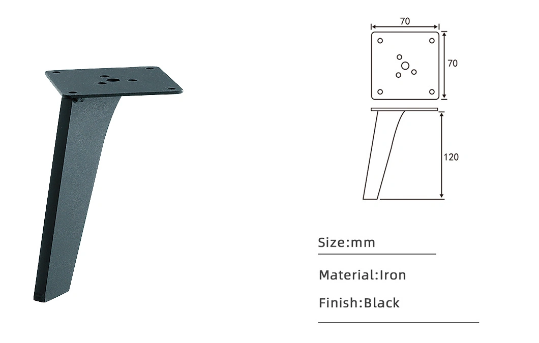 Metal Furniture 120mm Sofa Modern Leg Metal Black Iron Foot