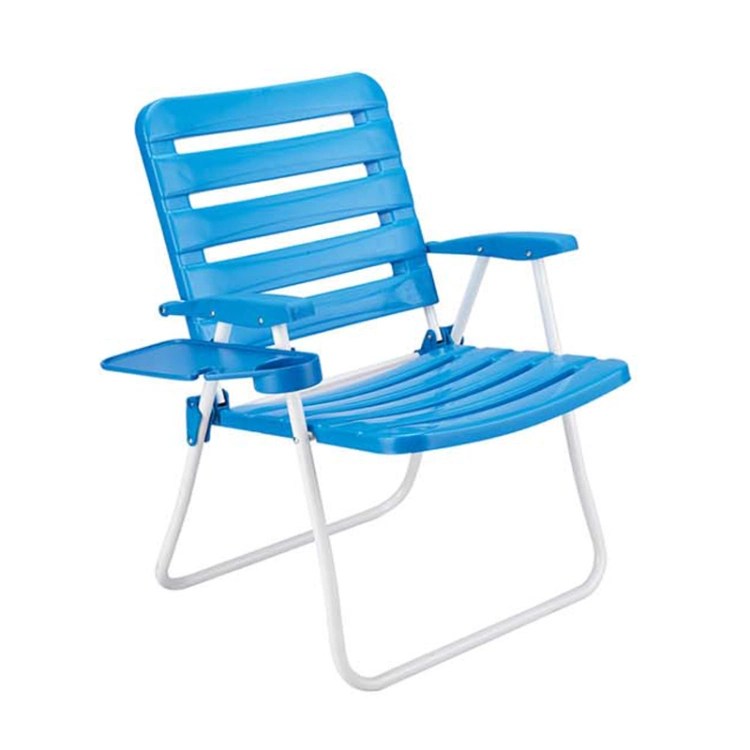 PP Board Outdoor Lightweight Plastic Folding Beach Chair with Side Table