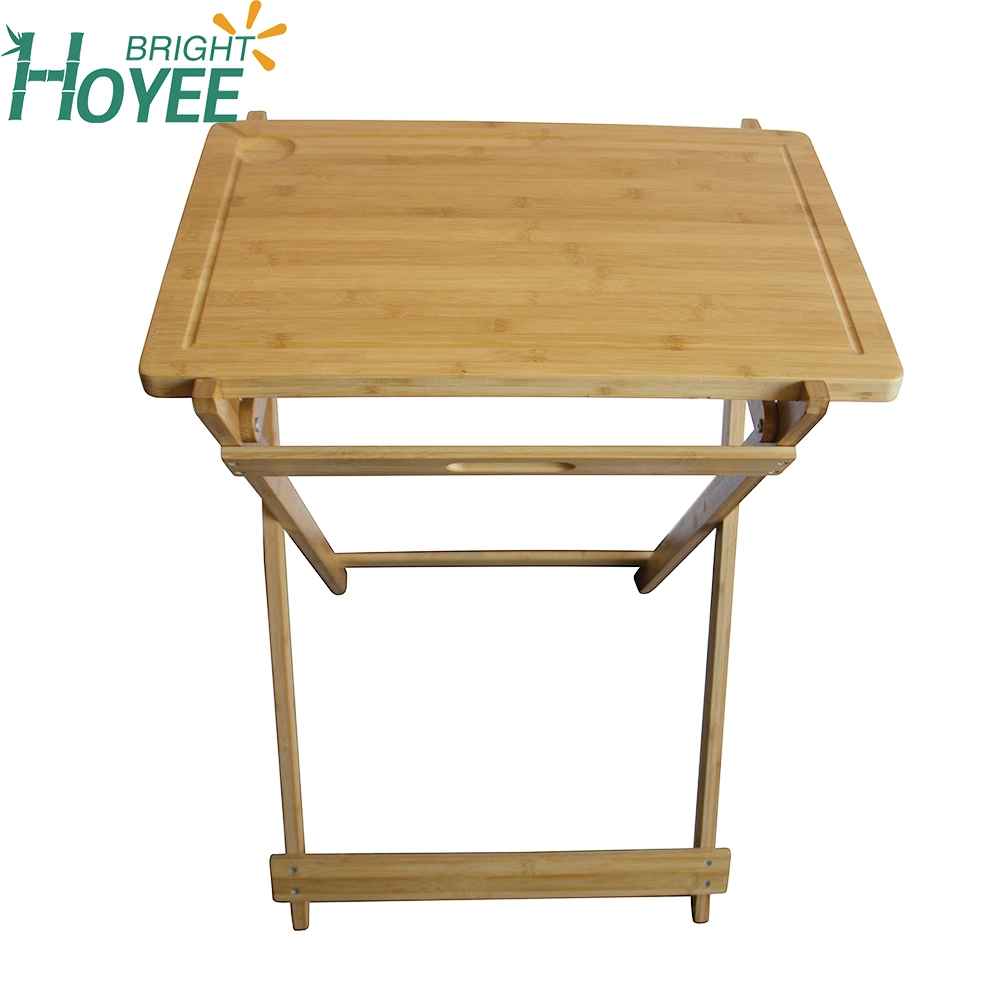 Organic Bamboo Portable Folding Foot Step Stool for Picnic Table