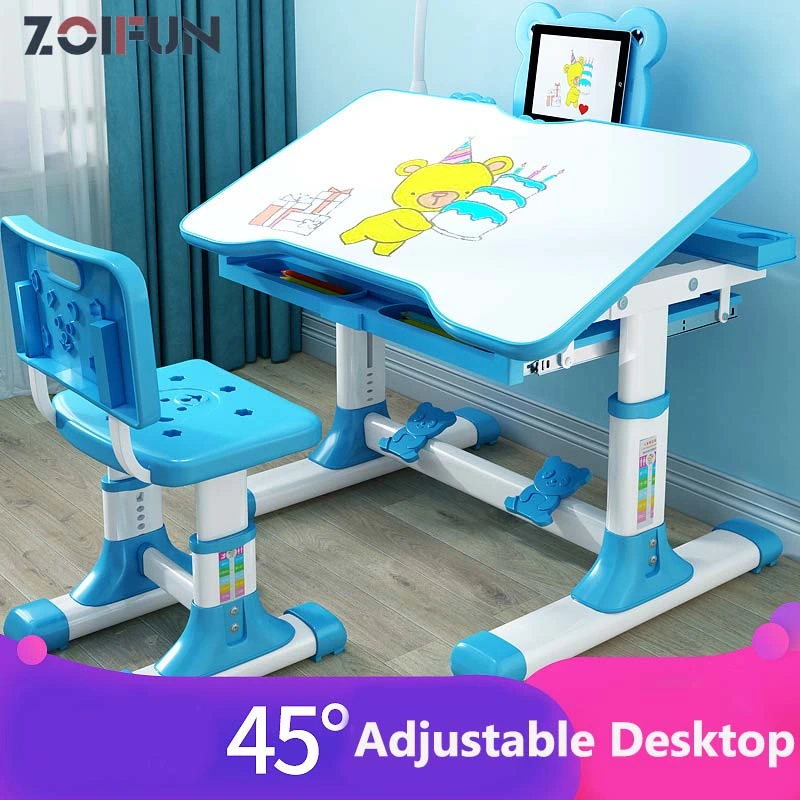 Newest Kids Study Table Chair Height Adjustable Children Folding Assemble Study Table and Chair