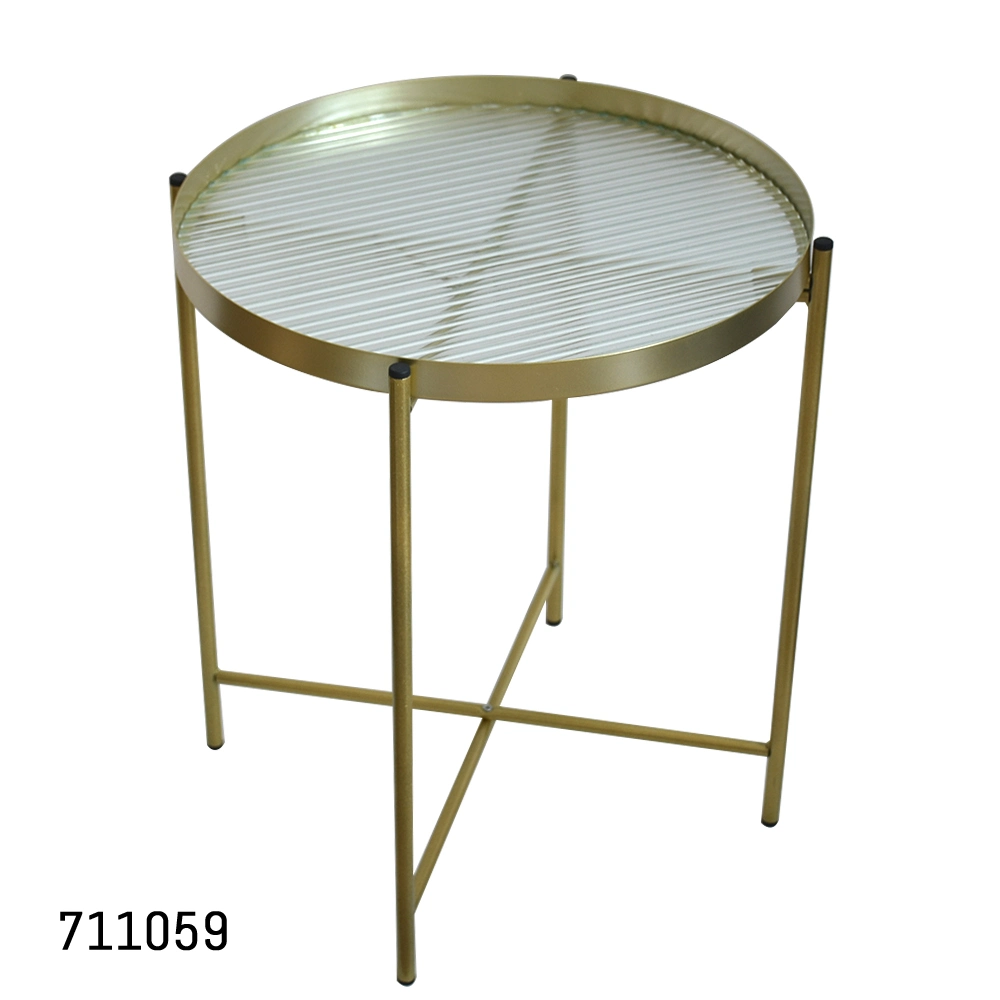 Nordic Modern Design 2-Tier Detachable Tray Round Home Decorative Metal Foldable Coffee Table
