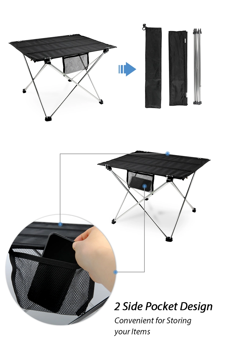 Portable Folding Camping Table with Aluminum Table Top Ultralight Camp Folding Side Table