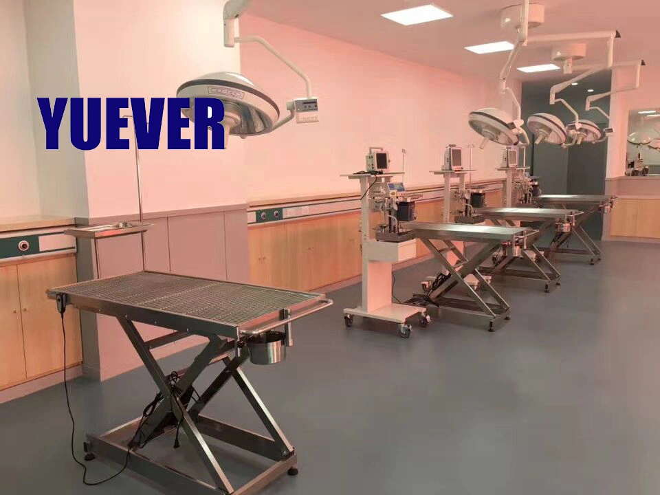 Yuever Medical Stainless Steel Operation Table Veterinary Pet Large Animal Operating Table Vet Folding Electric Operating Table with IV Pole