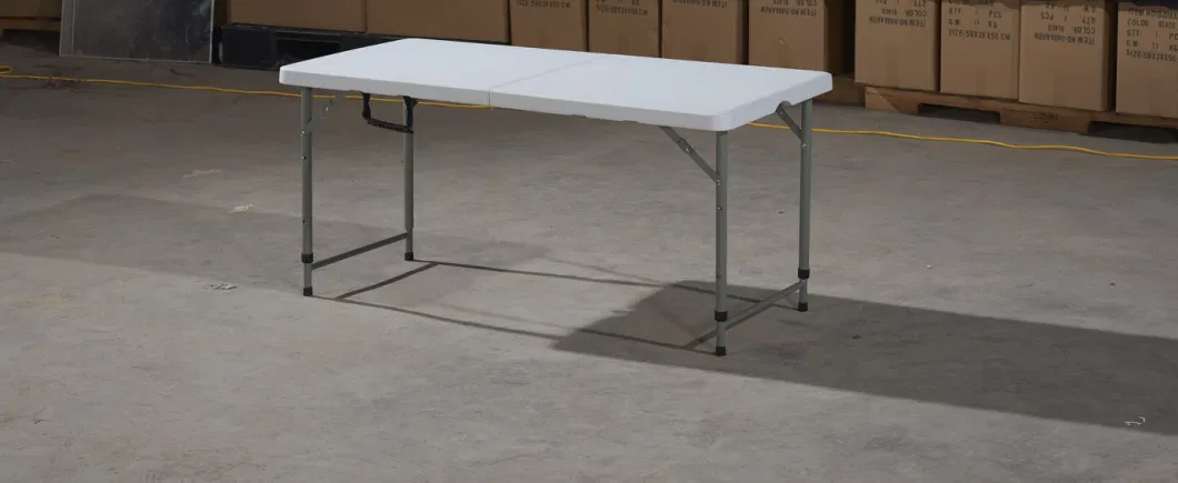 HDPE Plastic Rectangle Foldable Dining Table, Plastic Fold in Half Table