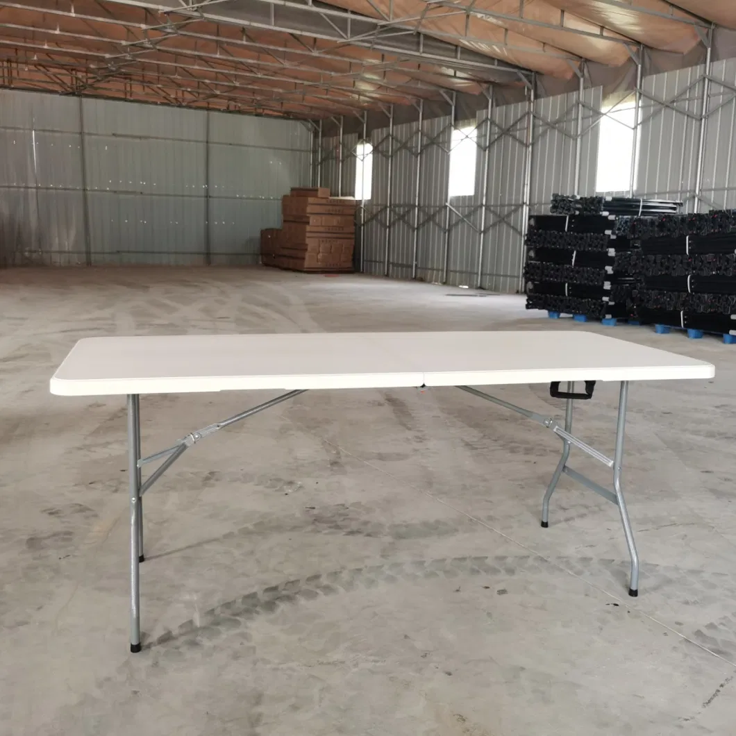 White Lightweight Portable Table Folding Steel Camp Picnic Table