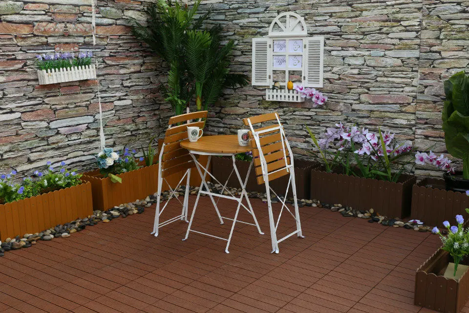 Outdoor Aluminum Chair Plastic Table and Chair Set for Restaurant Plastic Wooden Fold Three-Piece Set